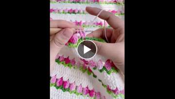 Crochet wool flower blanket