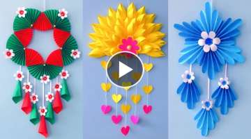 3 Unique Flower Wall Hanging / Quick Paper Craft For Home Decoration / Easy Wall Mate DIY Wall De...