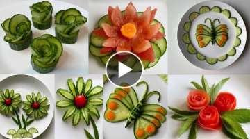 5 Super Salad Decoration ideas / Easy and Beautiful salad decoration / Tomato & cucumber decorati...